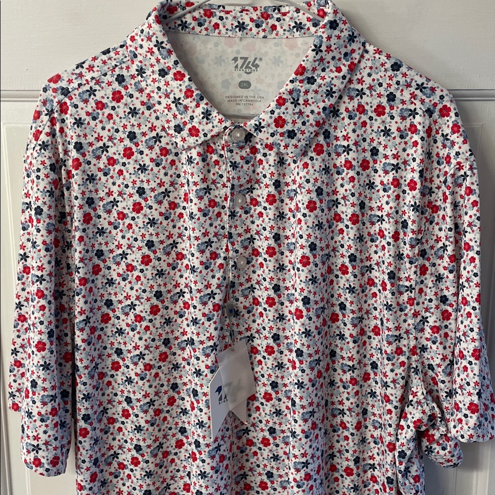 1764 Golf floral print golf ⛳️ polo shirt NWT men’s size 2XL